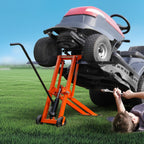 Lawn Mower Lift with Hydraulic Jack, 500 Lbs Weight Capacity, Solid Carbon Steel Lawn Mower Lift, Adjustable Movable Lawn Lifter for Riding Tractors and Zero Turn Lawn Mowers, Orange