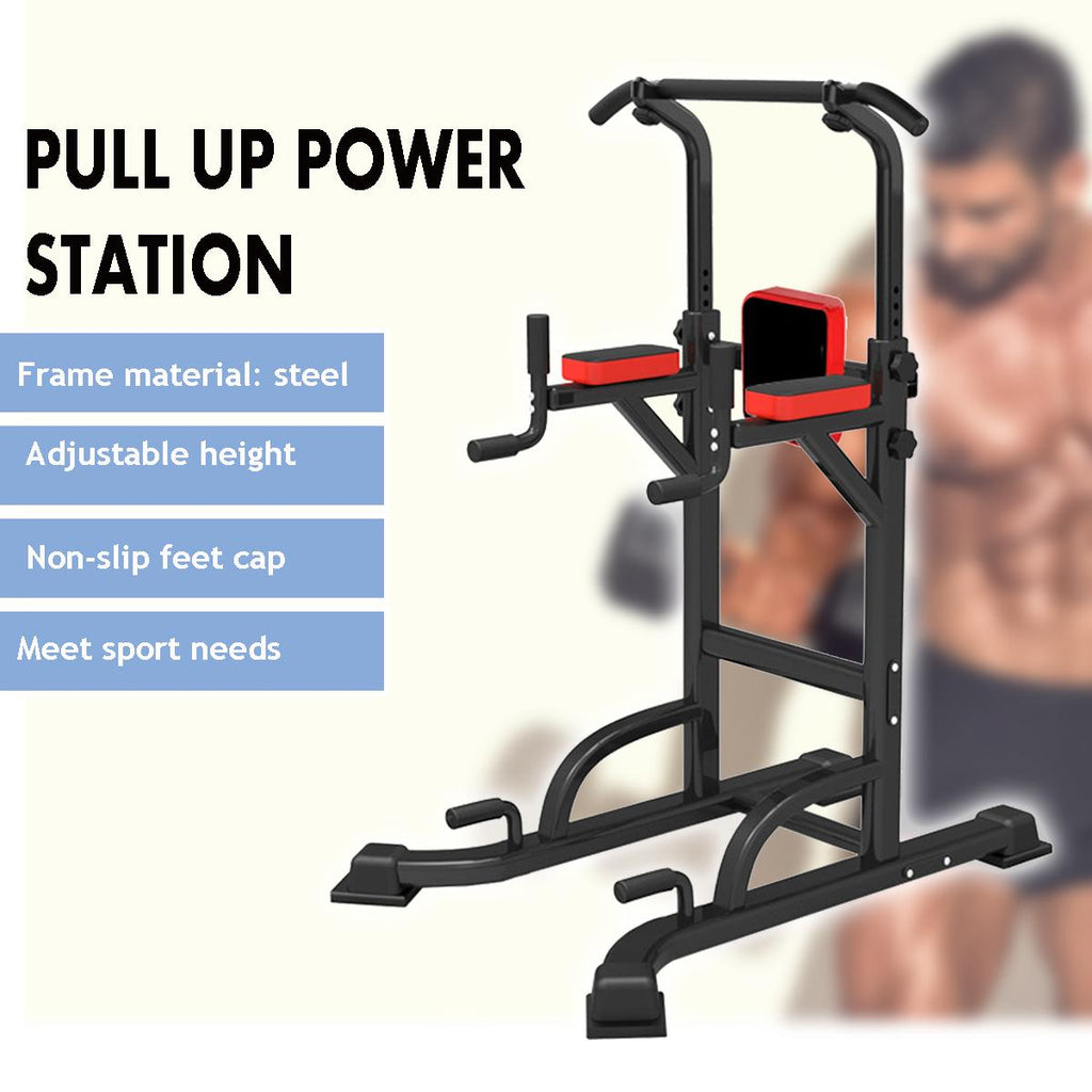 Power Tower Workout Pull Up &amp; Dip Station Adjustable Multi-Function Home Gym Fitness Equipment, 551lb, Black+Red