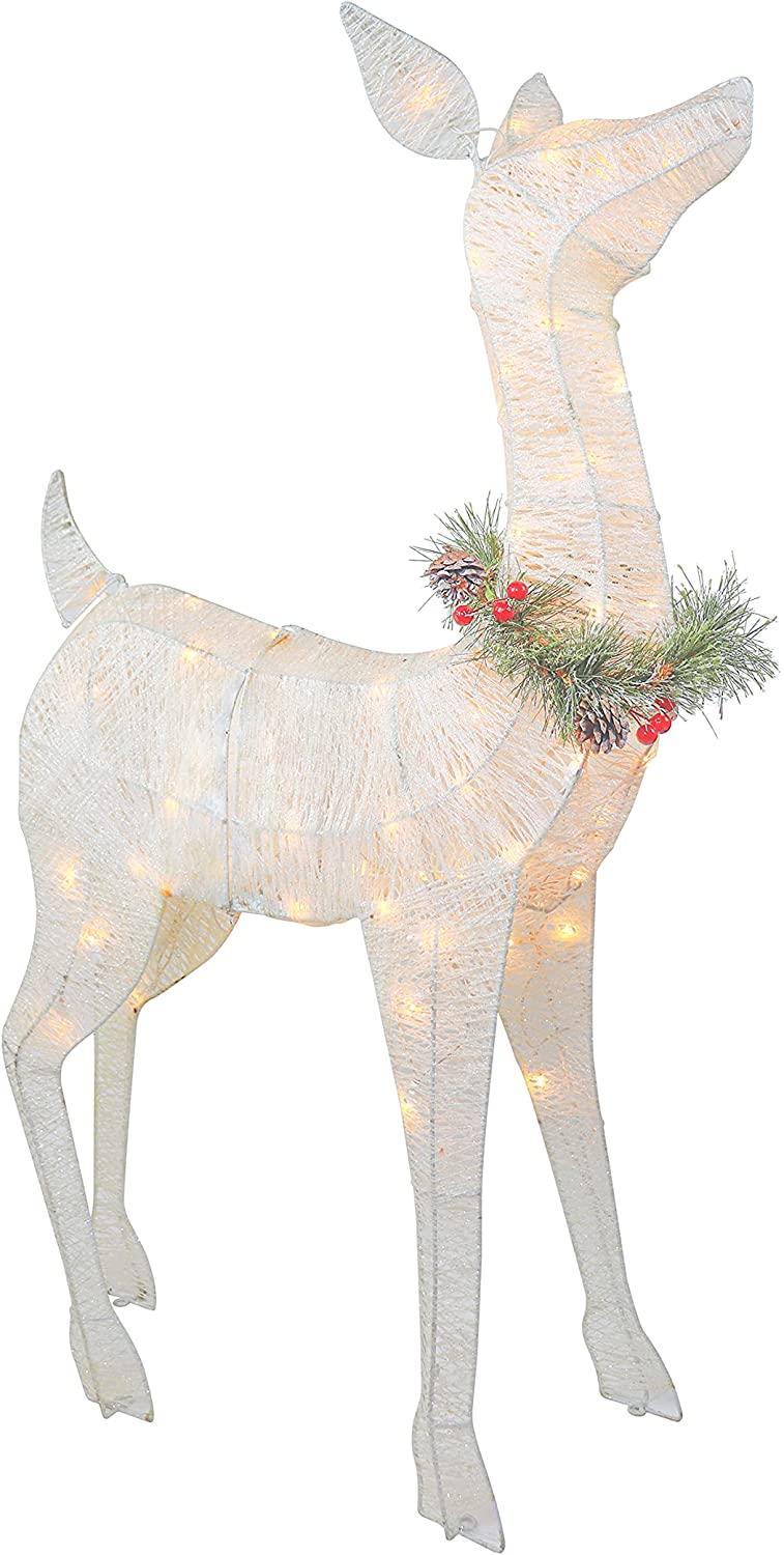 Top Treasures 3 Piece Reindeer Family Lighted Deer Set 210 Lights 52" Buck 44" Doe 28" Fawn LarDeer Family for Indoor or Outdoor Christmas Decorations Yard Art (White)
