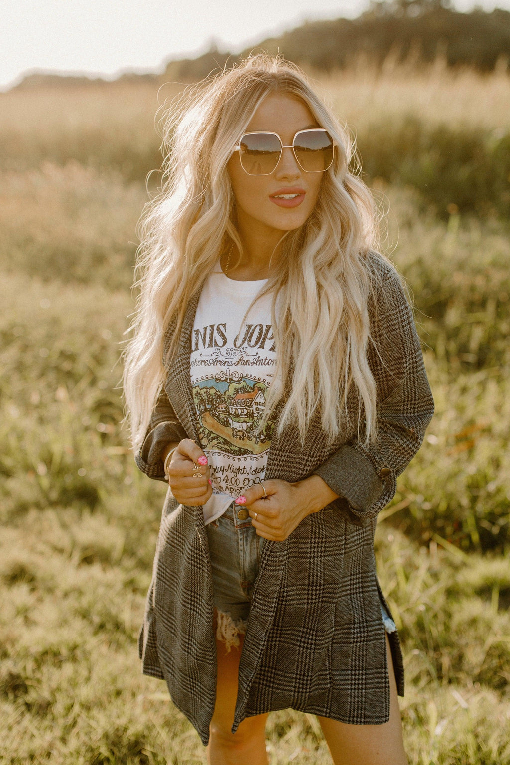 &amp; grey plaid blazer jacket