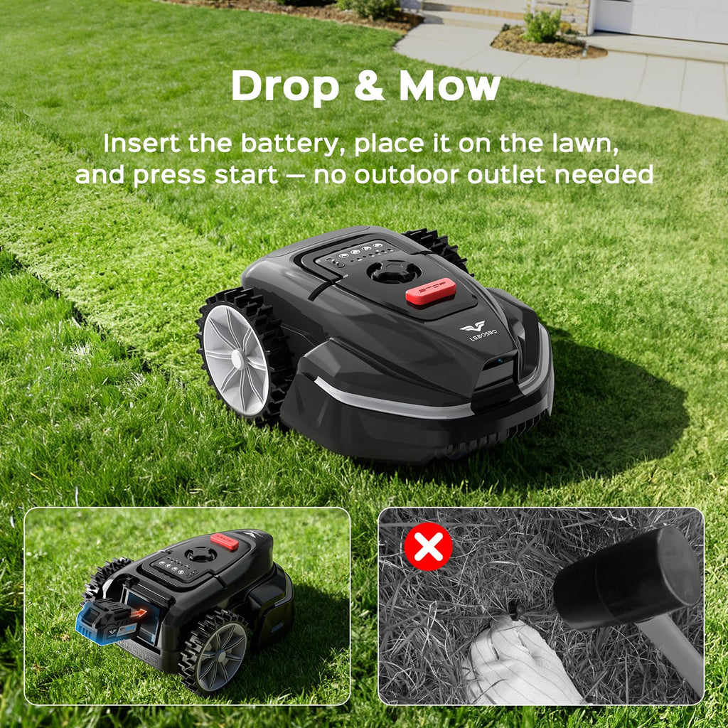 V3 Robotic Lawn Mower with AI Vision Obstacle Avoidance, Smart APP Control, Low-Noise Operation, Adjustable Cutting Height, No-Go Zones, Ideal Robot Lawn Mower for Lawns Up to 1600 Sq.Ft