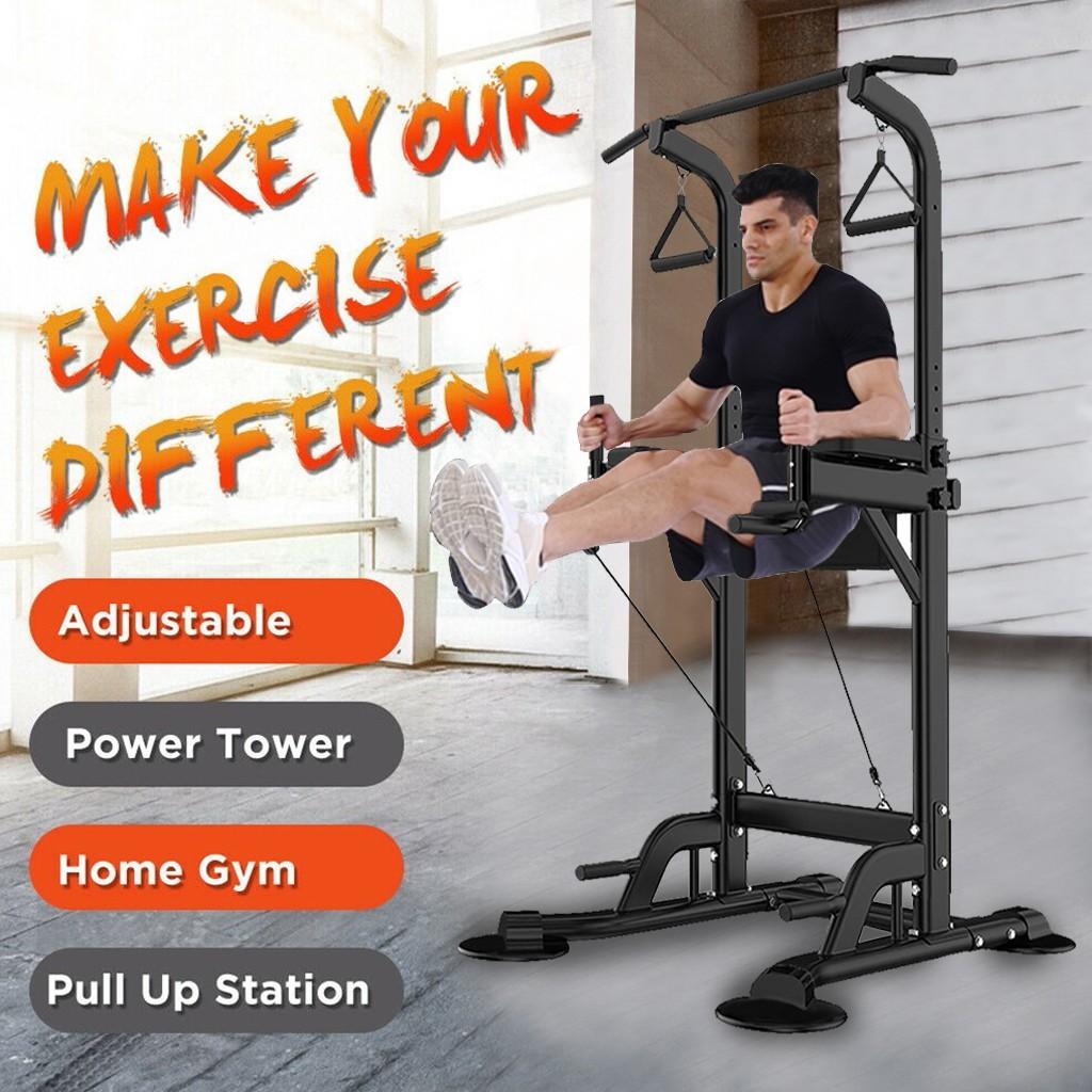 VANLOFE Power Tower Dip Bar Station Pull Up Bar Stand for Home Gym Adjustable Strength Training Fitness Equipment 330 LBS with Backrest