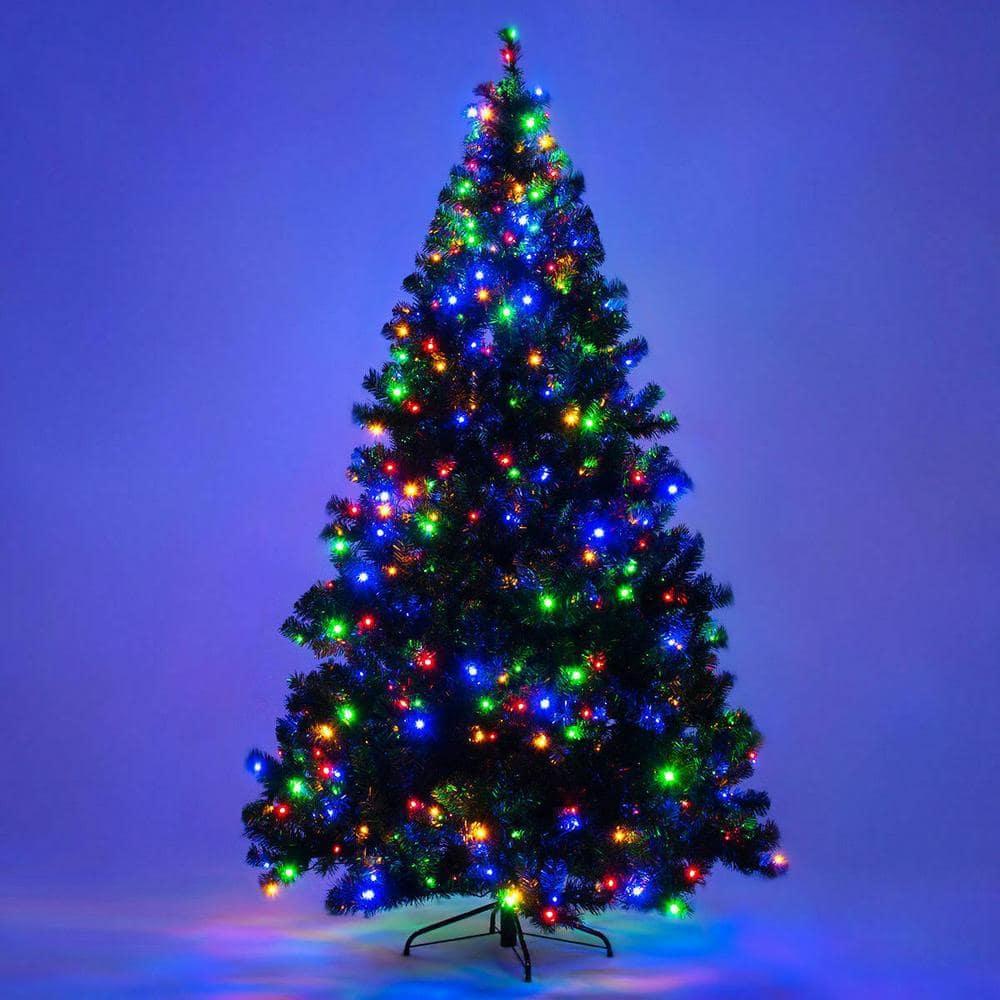 7.5 ft. Pre-Lit Dense Artificial Christmas Tree Hinged with 550 Multi-Color Lights and Stand