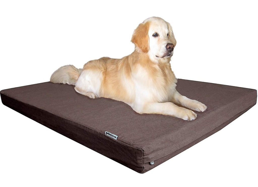 Dogbed4less Premium Memory Foam Dog Bed, Joint-Relief Orthopedic | Waterproof Liner, Washable Durable Denim Cover and Bonus 2nd External Case, 7 Sizes, Brown