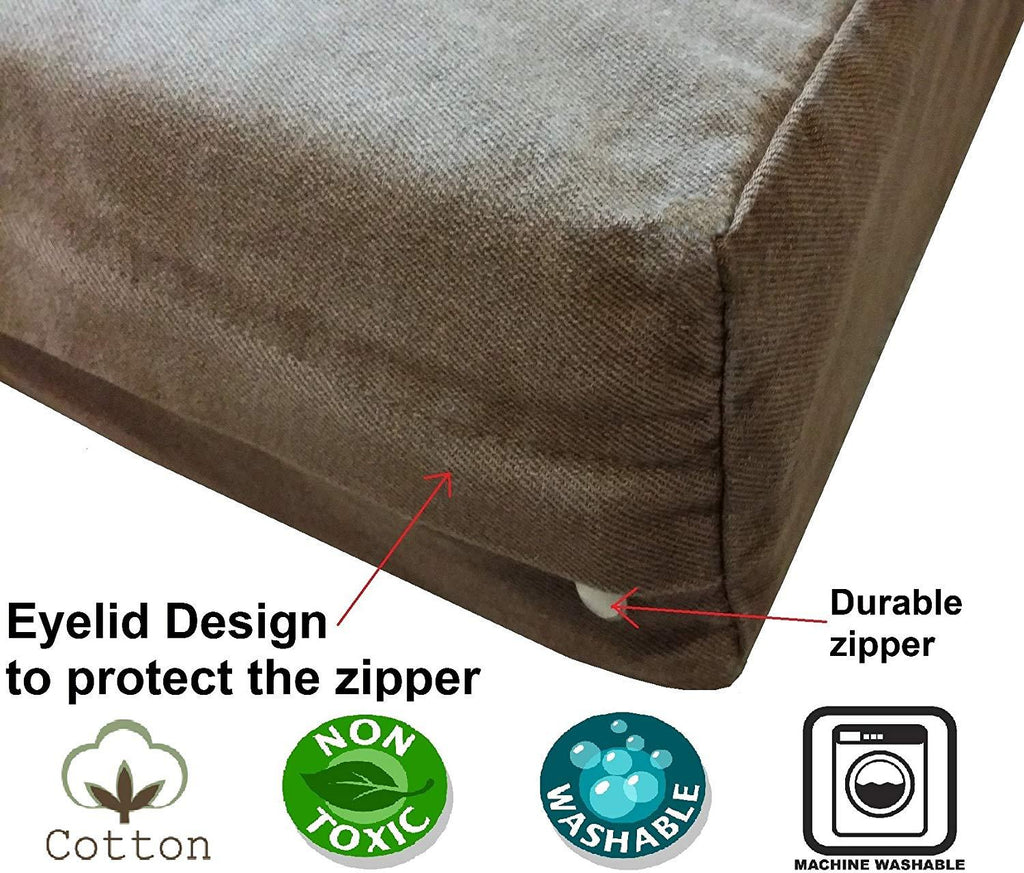 Dogbed4less Premium Memory Foam Dog Bed, Joint-Relief Orthopedic | Waterproof Liner, Washable Durable Denim Cover and Bonus 2nd External Case, 7 Sizes, Brown