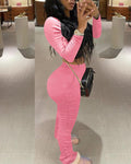 plain long sleeve top &amp; ruched pant set