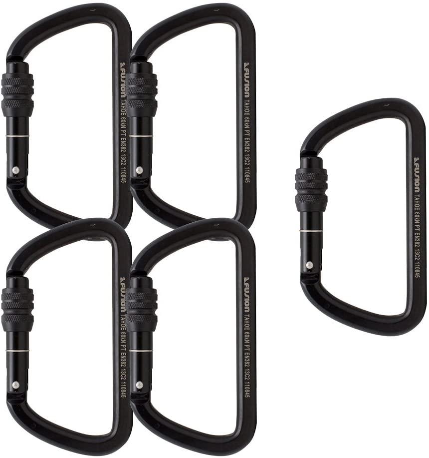 Fusion Climb Tahoe Steel Screw Lock Key Nose Straight D-shape Carabiner 5-Pack