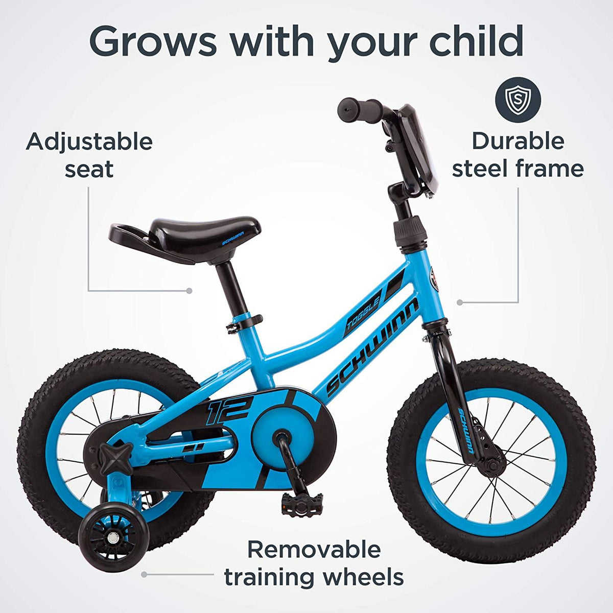 Schwinn Toggle  Build Kids Bike, 12-Inch Wheels, Smart Start Steel Frame, Easy Tool-Assembly, Blue
