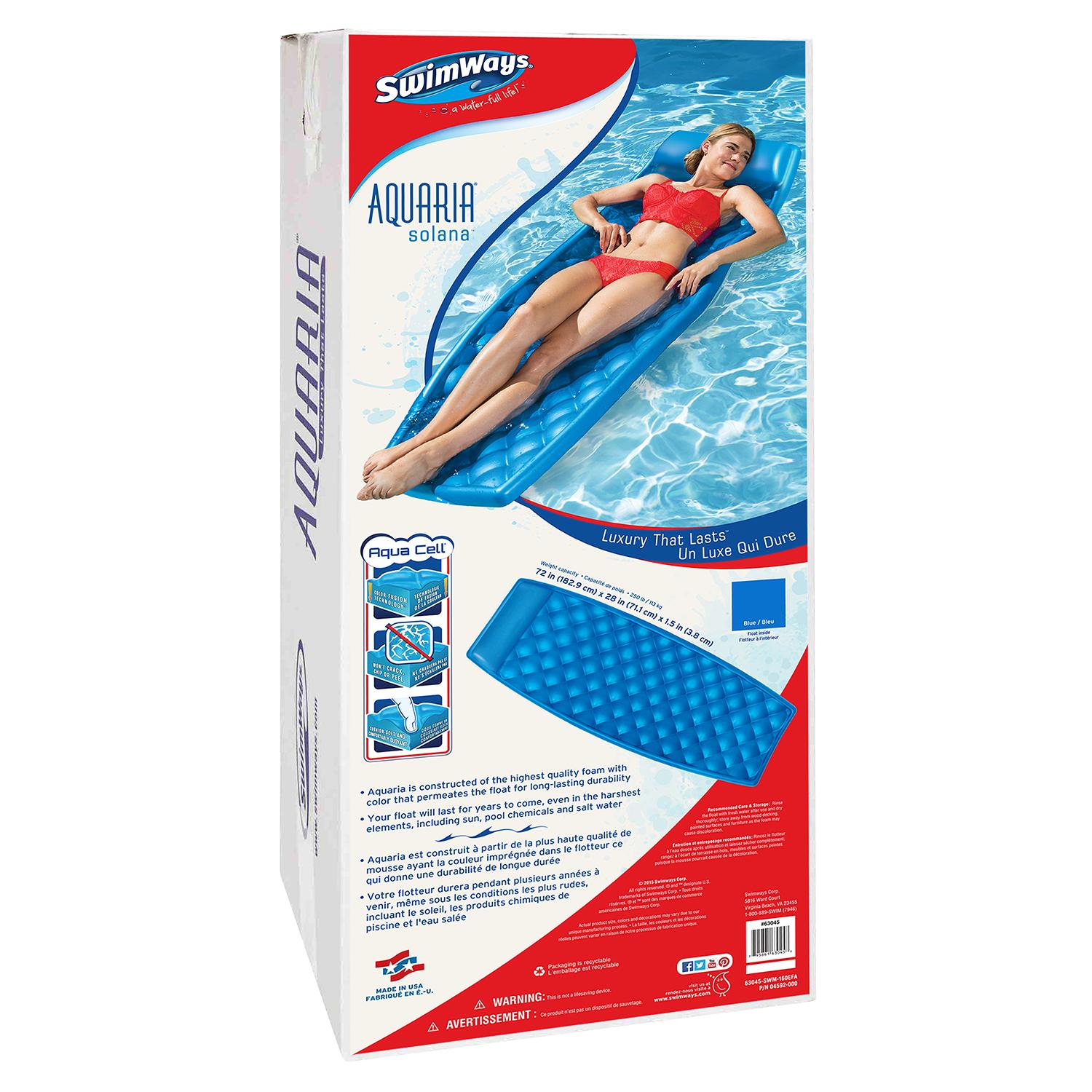 SwimWays Aquaria Luxury Solana Lounge Float Lounger Recliner Chair Raft with Cell Foam for Adult and Kid Beach, Lake, or Water