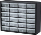 24-Drawer Plastic Drawer StoraCabinet for GaraOrganization, Bead Organizer, Building Bricks Storage, Teacher Toolbox, Makeup Organizer, 20" W x 6" D x 16" H, 10124 Black