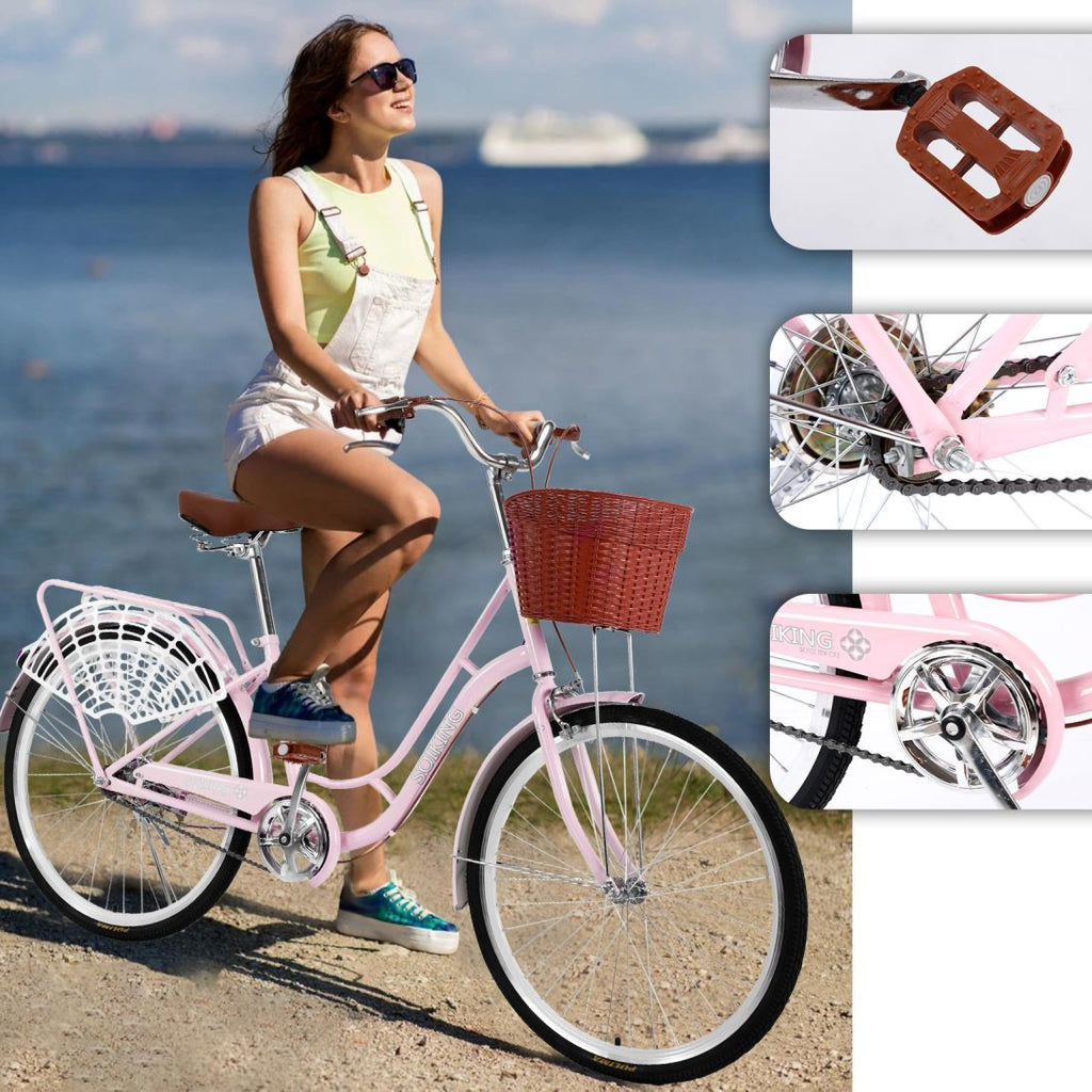 Sunvit 26-Inch Women Bike,Cruiser Bicycle,Pink