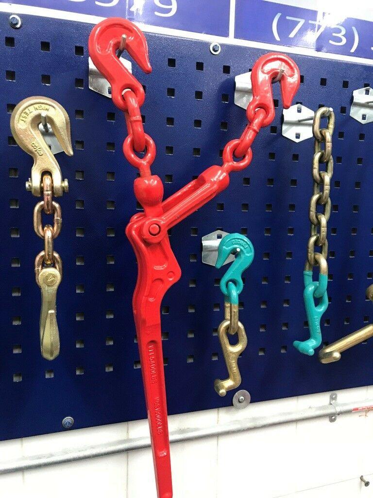 AUTO BODY FRAME MACHINE WRECKER TOW 6 PIECE CHAINS AND TOOL SET SPECIAL PRICING!
