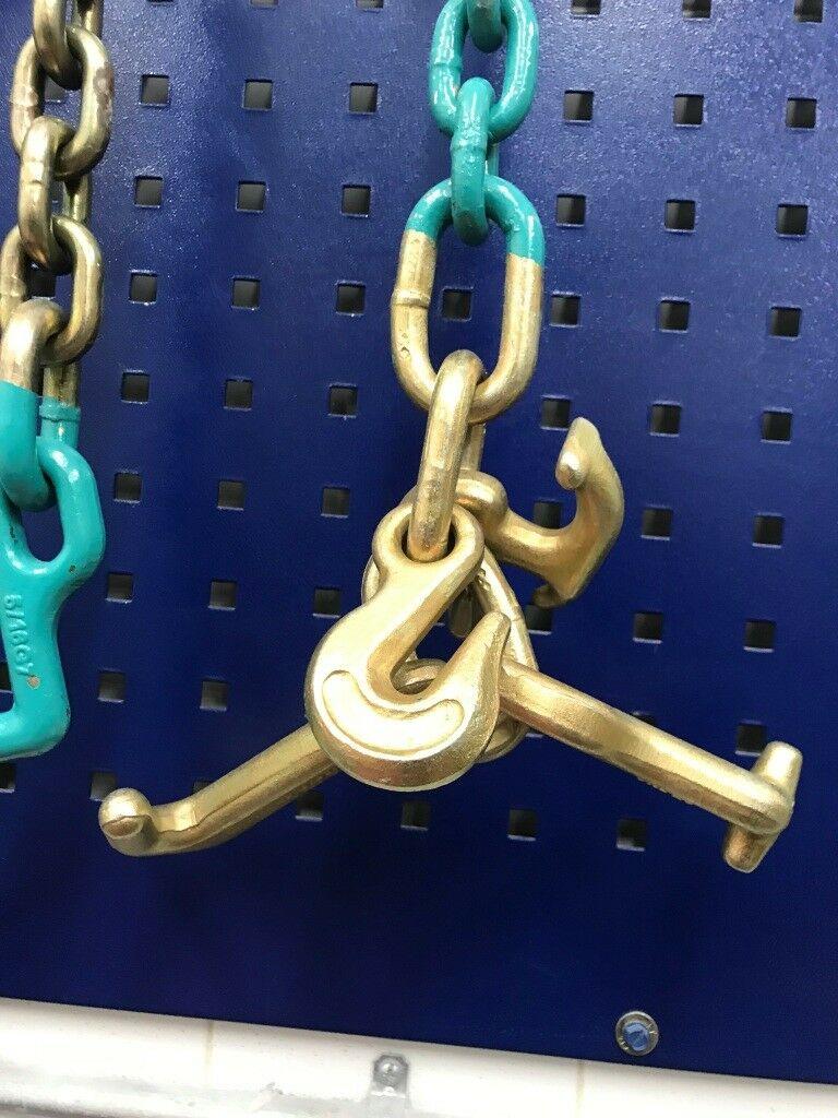 AUTO BODY FRAME MACHINE WRECKER TOW 6 PIECE CHAINS AND TOOL SET SPECIAL PRICING!