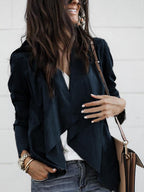 Lapel Solid Color Deerskin Casual Jacket