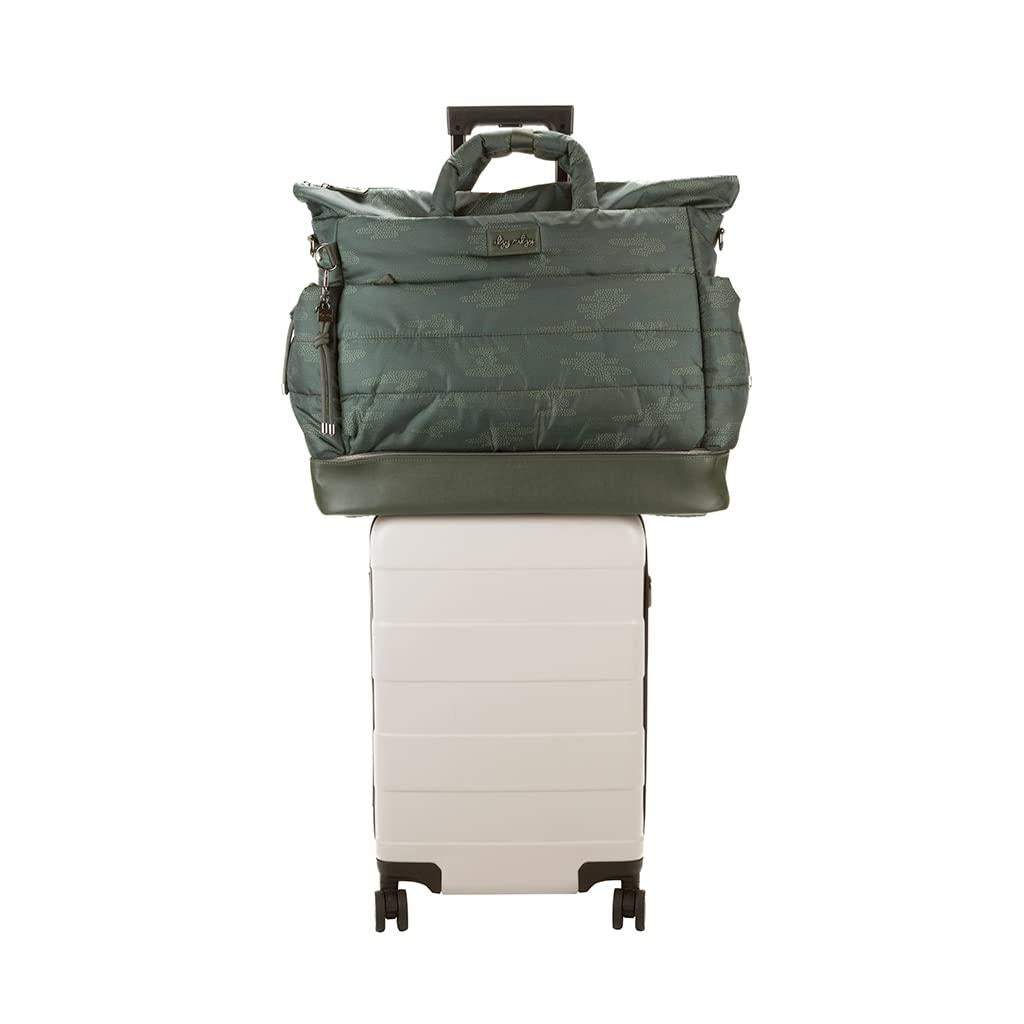 Itzy Ritzy Dream Weekender Bag; Lightweight Travel &amp; Hospital Bag Made of Puffer Style Material, Features Base Compartment, 12 Pockets, Shoulder Strap, Stroller Straps &amp; Luggage Attachment, Cloud Camo