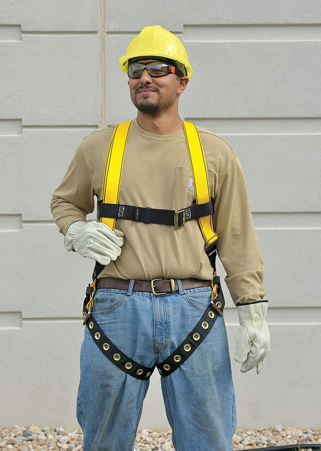 MSA 10092167 Workman Ftection Kit, Includes Standard Vest-Style Harness with Tongue-Buckle Leg Straps and Pointguard Anchor Strap, Yellow