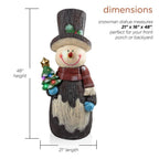 Solar Snowman Statue with Color Changing LED Lights, 48 in. Tall