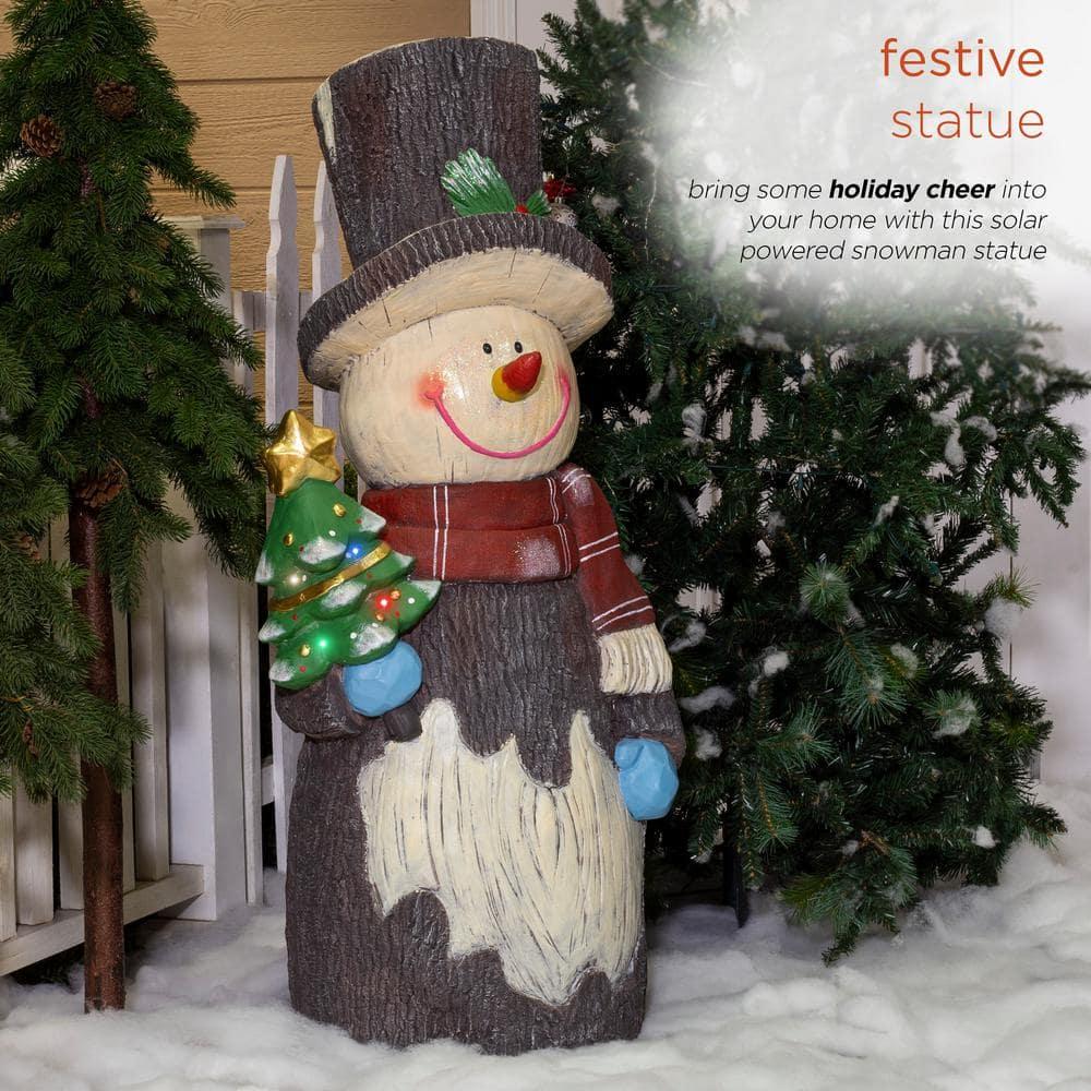 Solar Snowman Statue with Color Changing LED Lights, 48 in. Tall