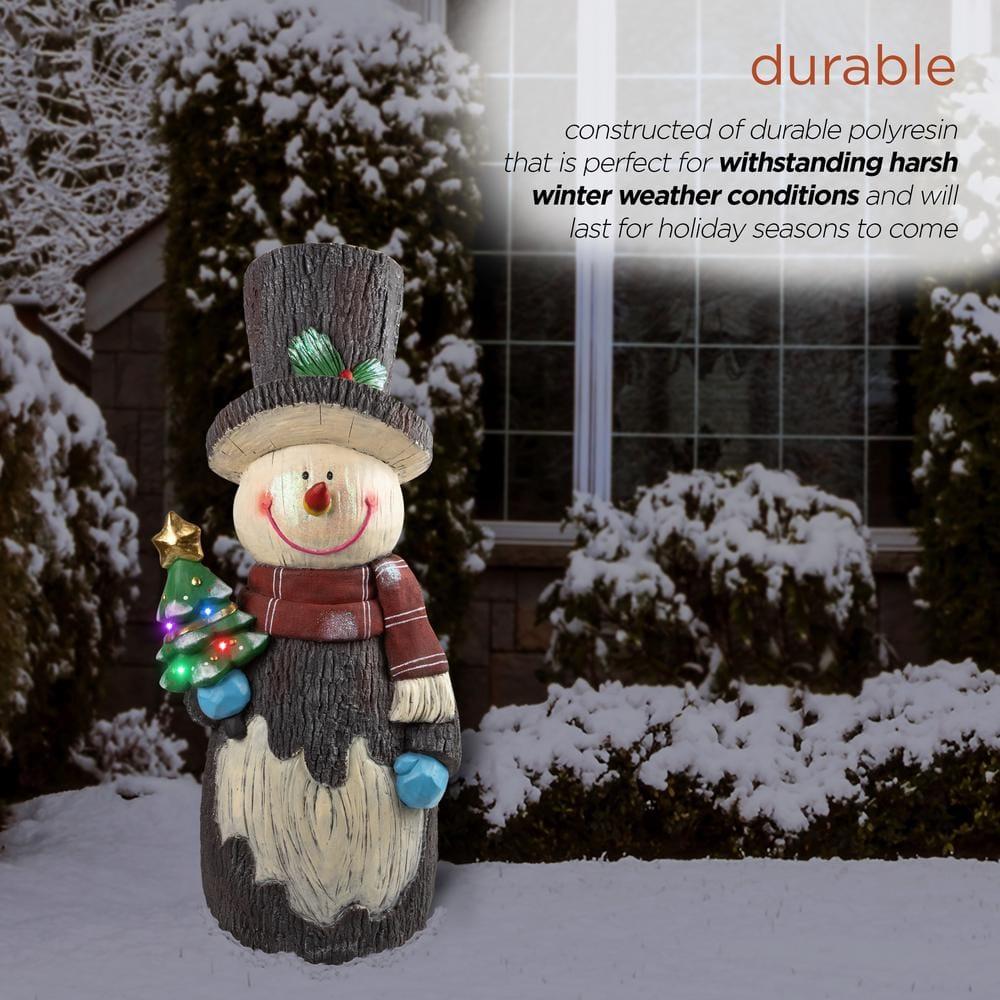 Solar Snowman Statue with Color Changing LED Lights, 48 in. Tall