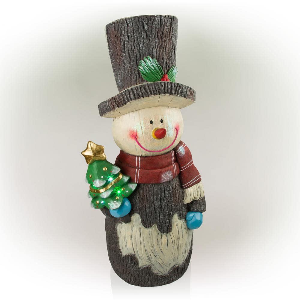 Solar Snowman Statue with Color Changing LED Lights, 48 in. Tall