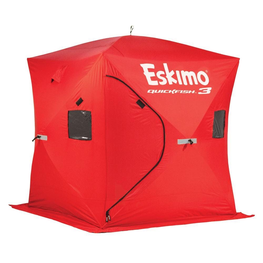 Fish 3 Portable 3-Person Pop Up Ice Fishing Shanty Shack Shelter Hut