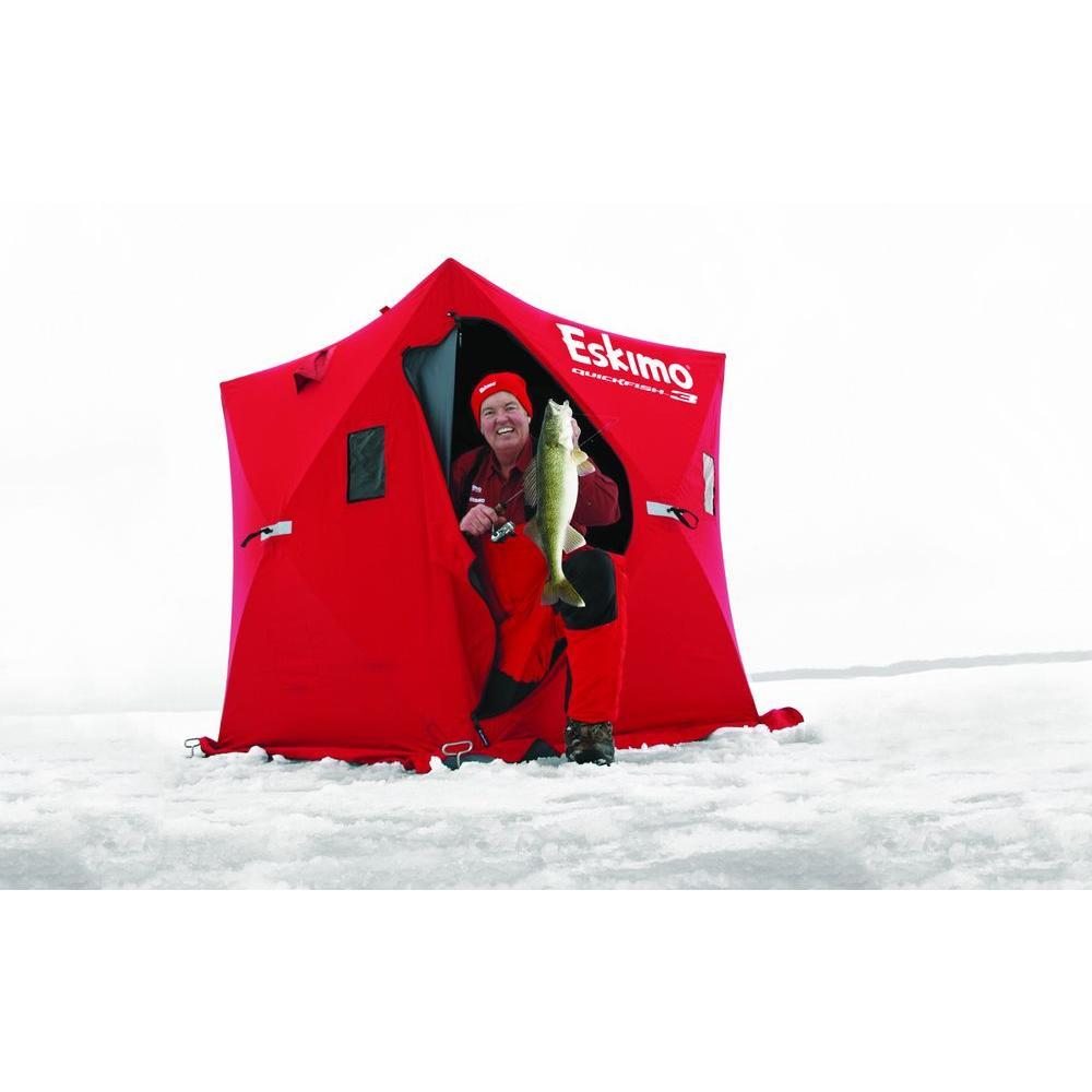 Fish 3 Portable 3-Person Pop Up Ice Fishing Shanty Shack Shelter Hut