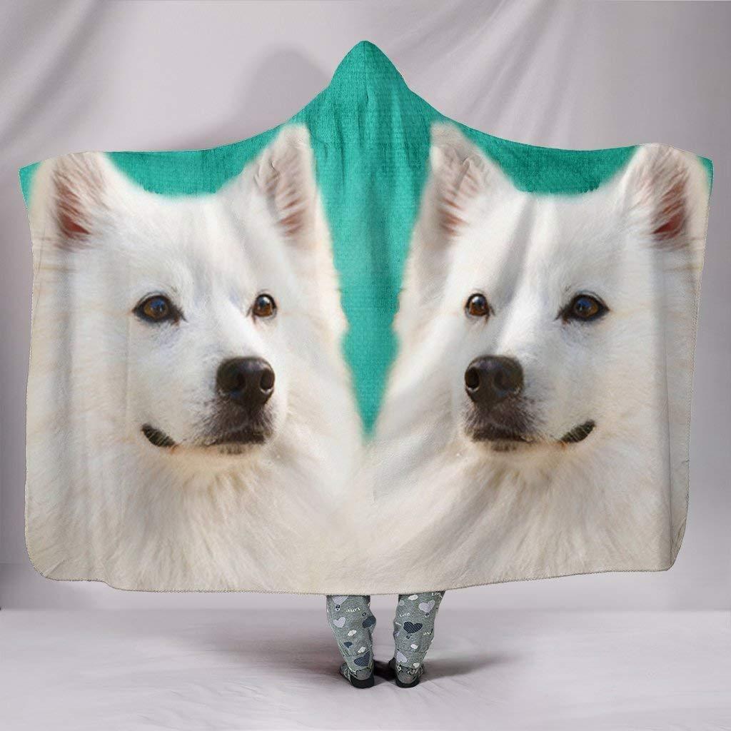 Breedink American Eskimo Dog Print Hooded Blanket