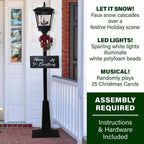 71 in. Christmas Musical Street Lamp with Car Scene, 2 Signs, Cascading Snow, and Christmas Carols