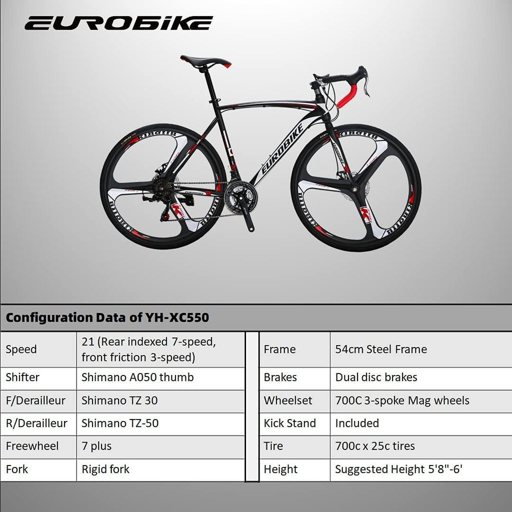 XC550 700C Road Bike 54cm (About 21 Inches) Frame 3-Spoke Wheels 21 Speed Dual Disc Brakes Commuter Bikes for Mens Bicycle