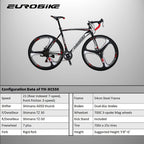 XC550 700C Road Bike 54cm (About 21 Inches) Frame 3-Spoke Wheels 21 Speed Dual Disc Brakes Commuter Bikes for Mens Bicycle
