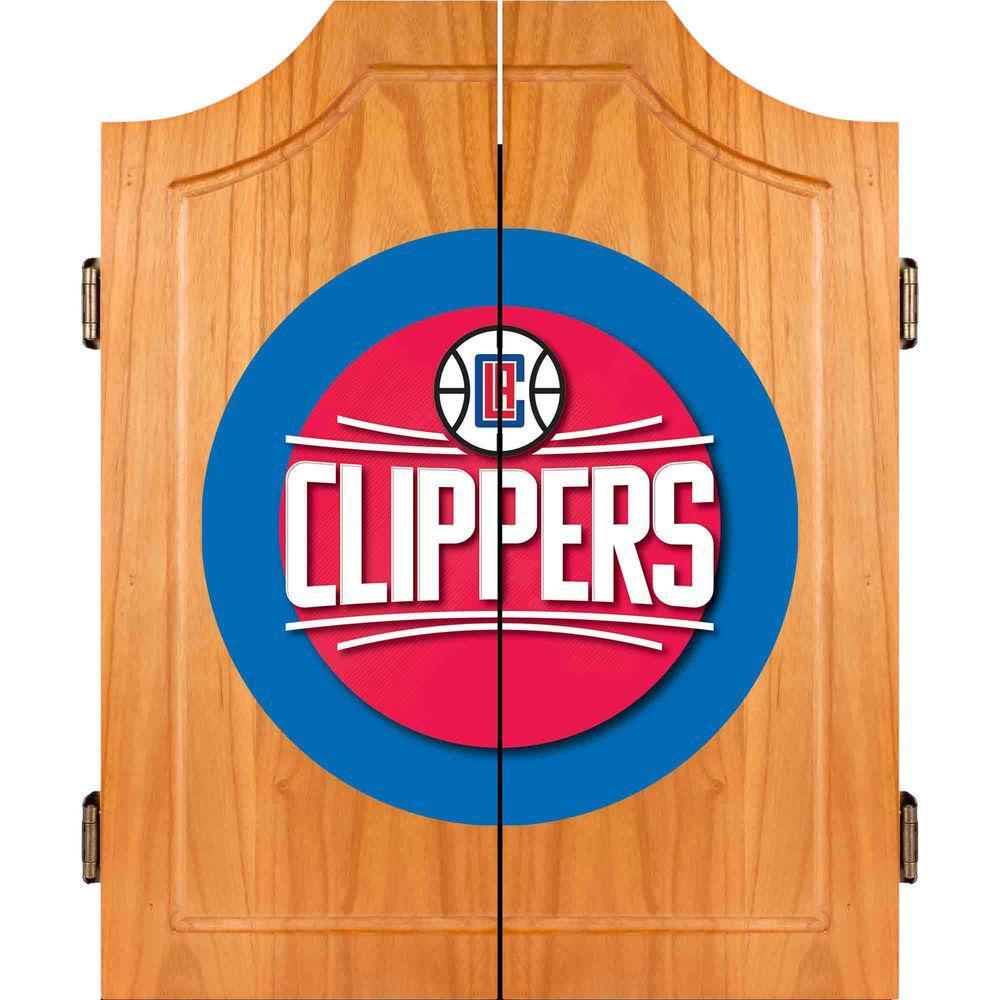 NBA Los Angeles Clippers Wood Finish Dart Cabinet Set