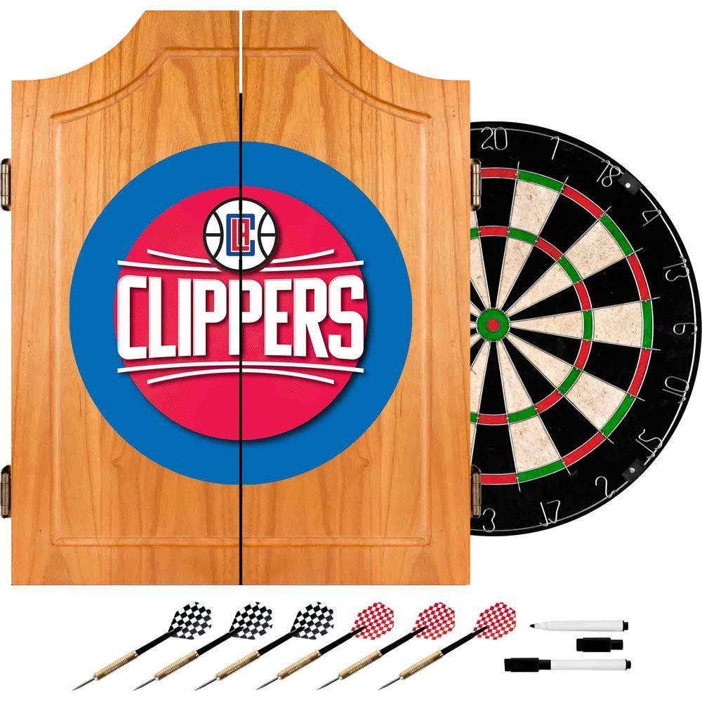 NBA Los Angeles Clippers Wood Finish Dart Cabinet Set
