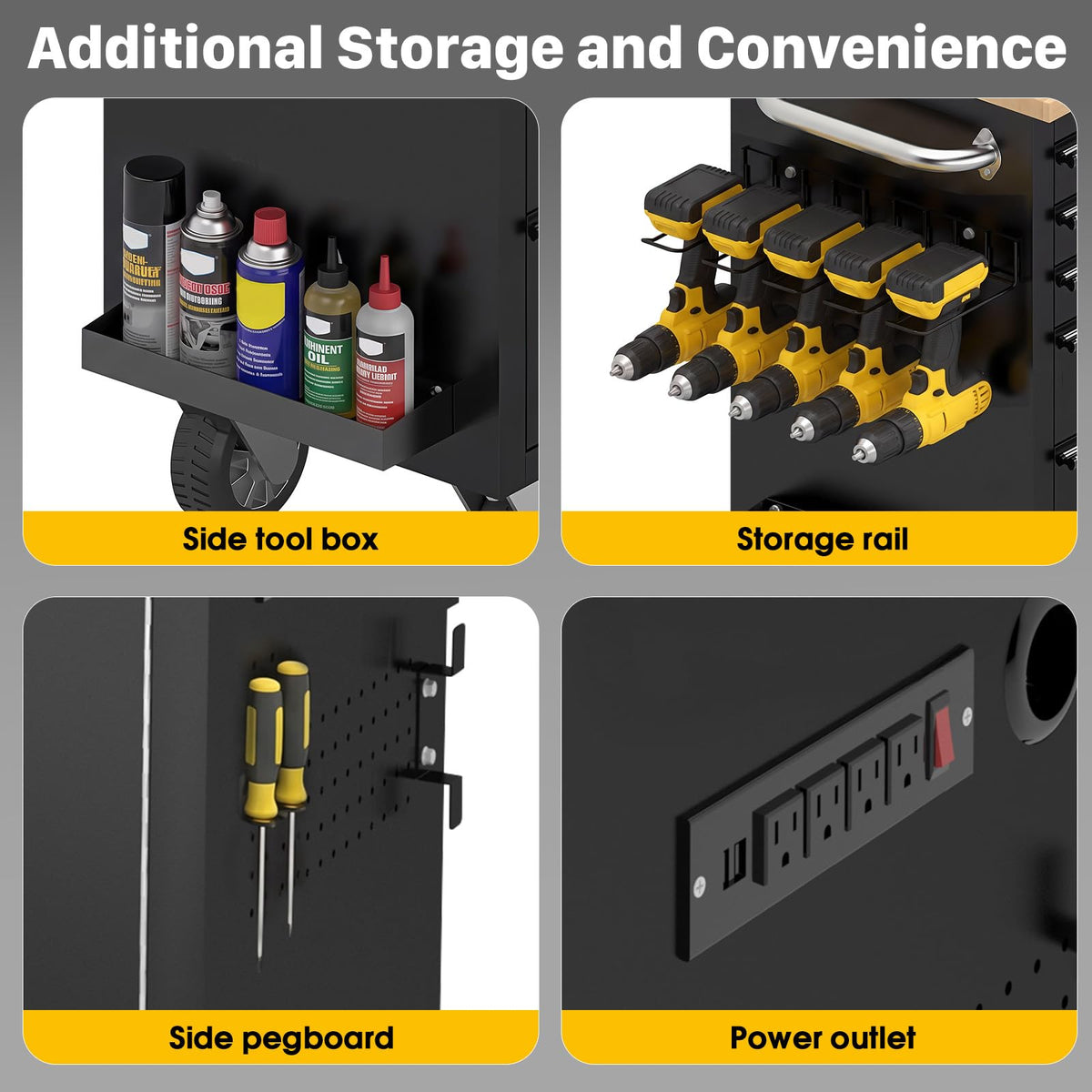 72" Rolling Tool Chest, Heavy-Duty Tool Box with Power Outlet, Tool Cabinet with 10 Drawers, Rubber Workbench with Key LocSystem Drawer Liners for GaraWarehouse Repair Shop
