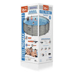 Steel Pro MAX Ultra Durable 16 Foot Round Above Ground Pool Set with 3 Layer Liner, 1500 Gallon Pump, Ladder, and Pool