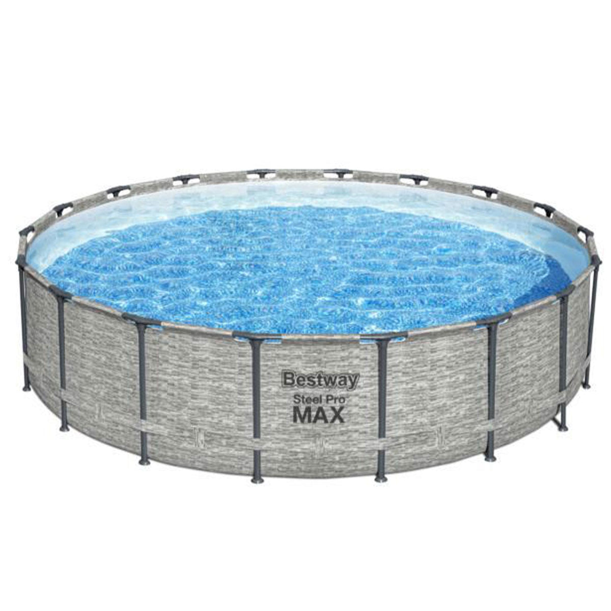 Steel Pro MAX Ultra Durable 16 Foot Round Above Ground Pool Set with 3 Layer Liner, 1500 Gallon Pump, Ladder, and Pool