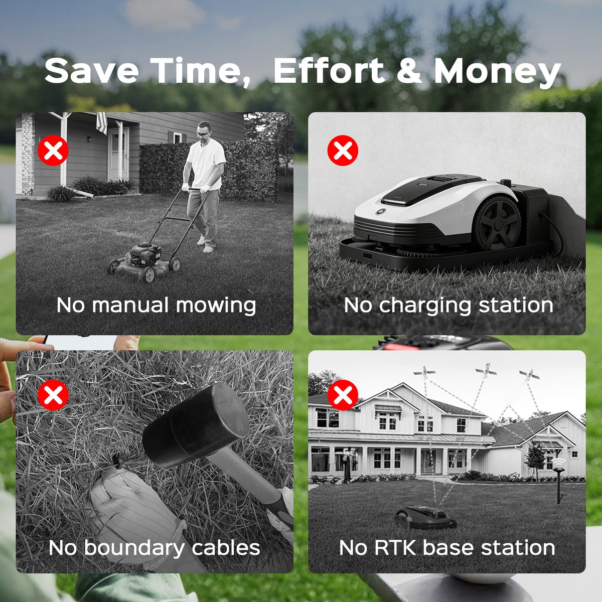 V3 Robot Lawn Mower with Visual Navigation, Smart APP Control, Quiet Operation, Adjustable Mowing Height, Boundary Strip No-Go Zones, Reliable Robotic Lawn Mower for 1600 Sq.Ft Yards