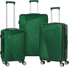 Luggage Sets with TSA Approved, Lightweight Hard Shell Travel Large Rolling Checked Suitcases with Spinner Wheels (20/24/28), Green Square
