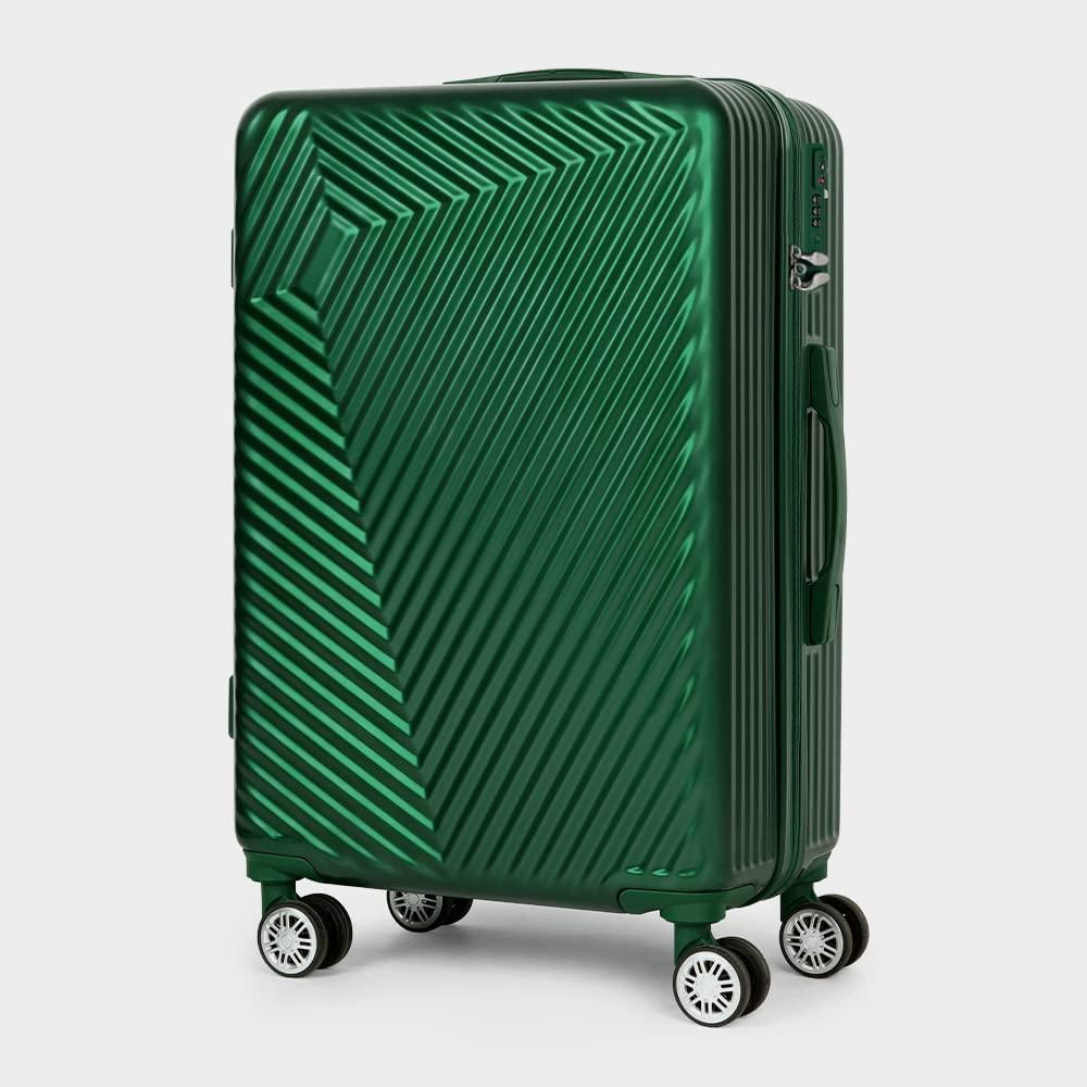 Luggage Sets with TSA Approved, Lightweight Hard Shell Travel Large Rolling Checked Suitcases with Spinner Wheels (20/24/28), Green Square
