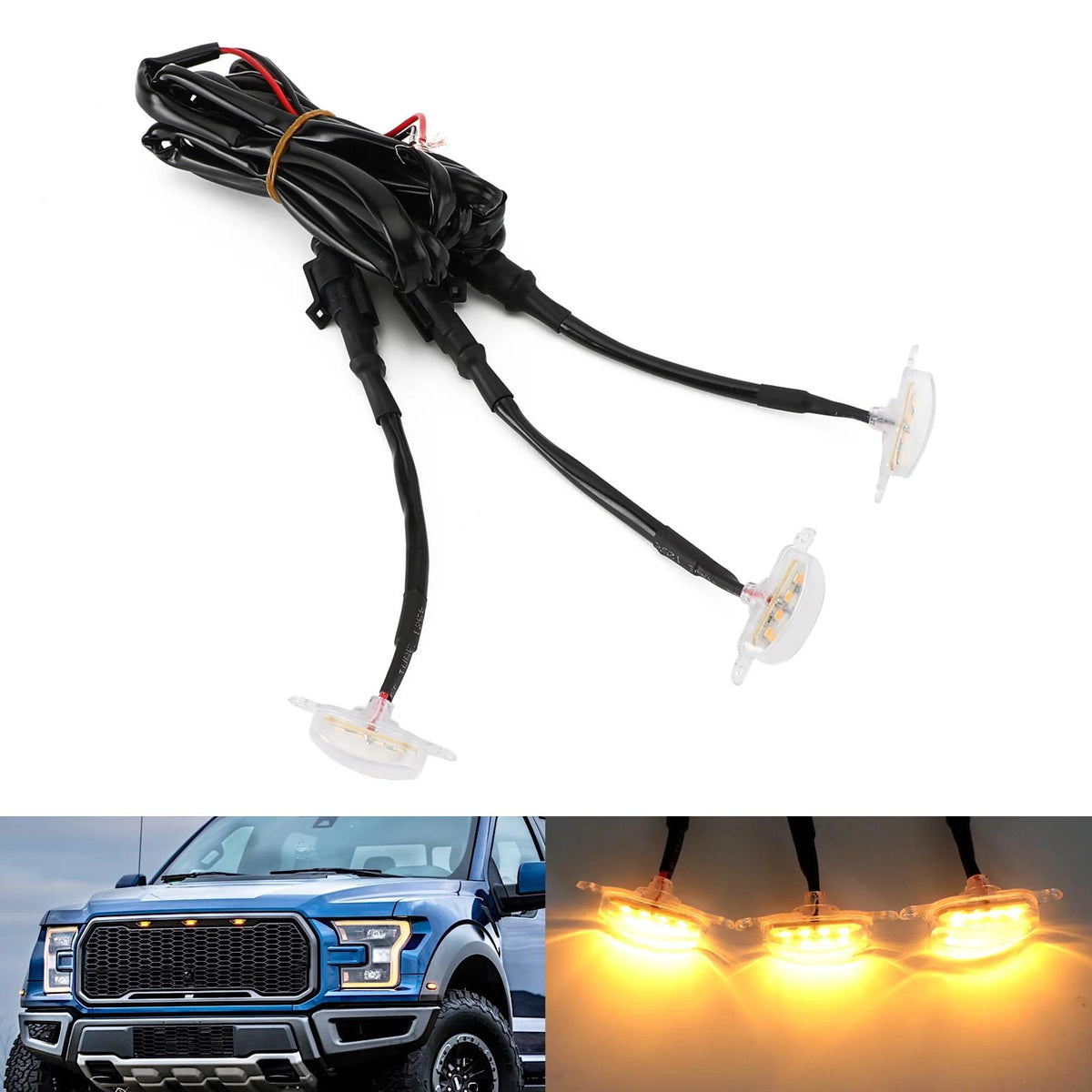 LED Lamp F-150 Ford Raptor Front Grille 3pcs Running Light Generic