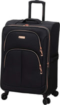Bromley Softside Expandable Spinner Luggage, Black, Checked-Medium 24-Inch
