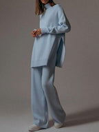 Women's Simple Side Slit Wool Knit Suit