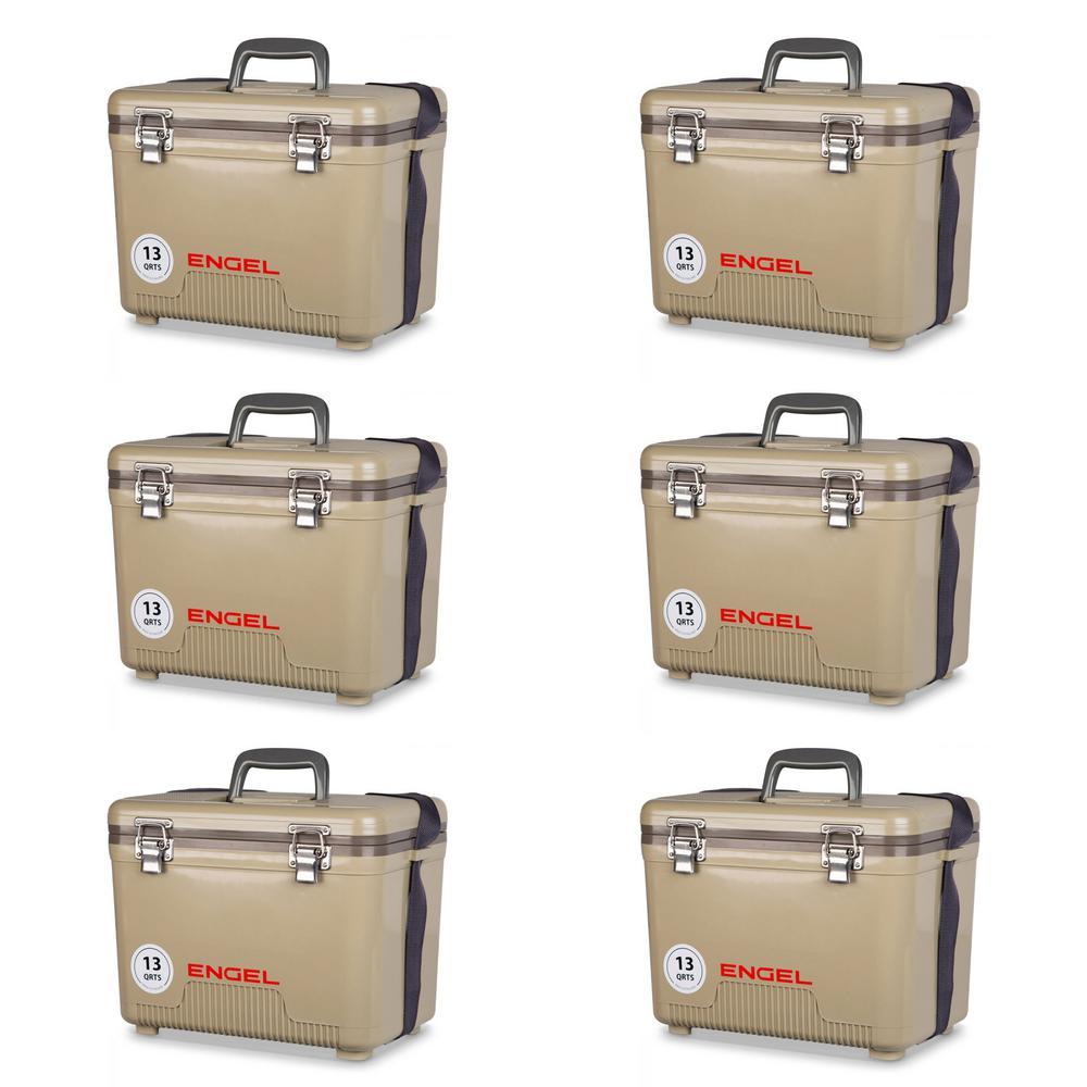 13 qt. Lightweight Fishing Dry Box Cooler with Shoulder Strap (6-Pack)
