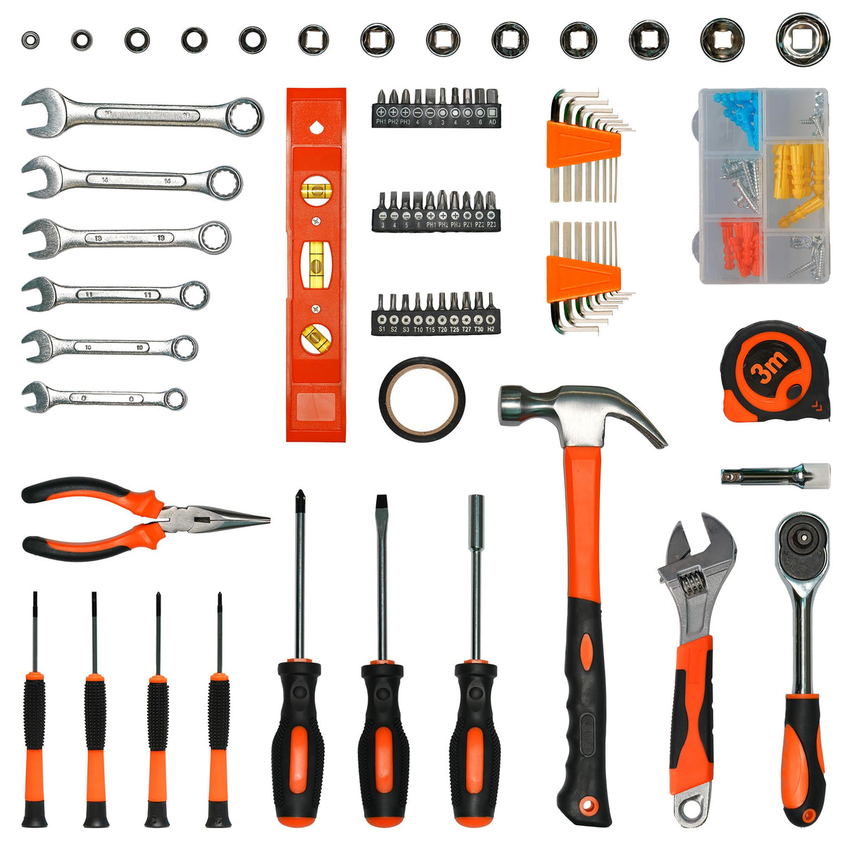 Home Repair Tool Kit 141 Piece Basic Tool Set for Men Car Mechanic | Tool Set for Home Dorm Screwdriver & Socket Set with StoraTool Box Hand Tool Kit for Auto Repair