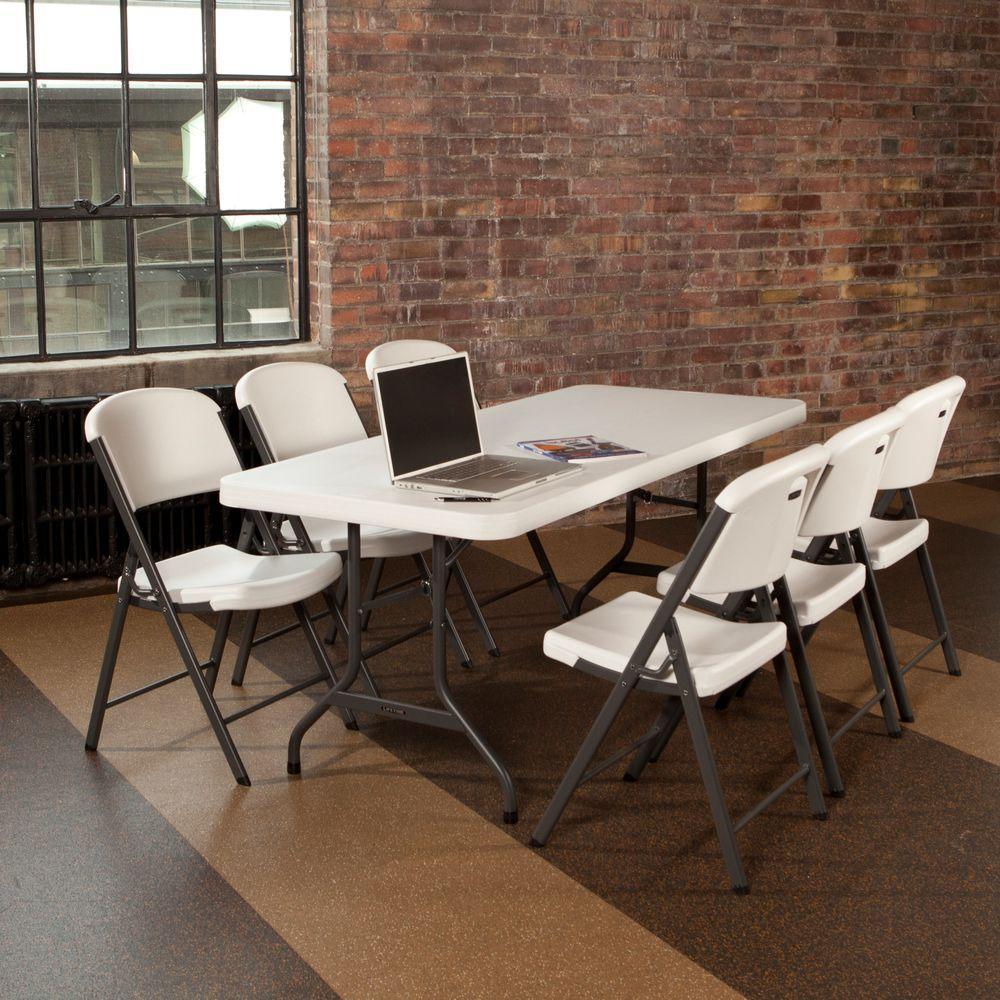 72 in. White Plastic Portable Folding Banquet Table