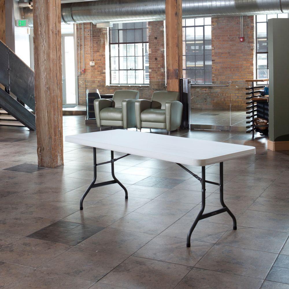 72 in. White Plastic Portable Folding Banquet Table