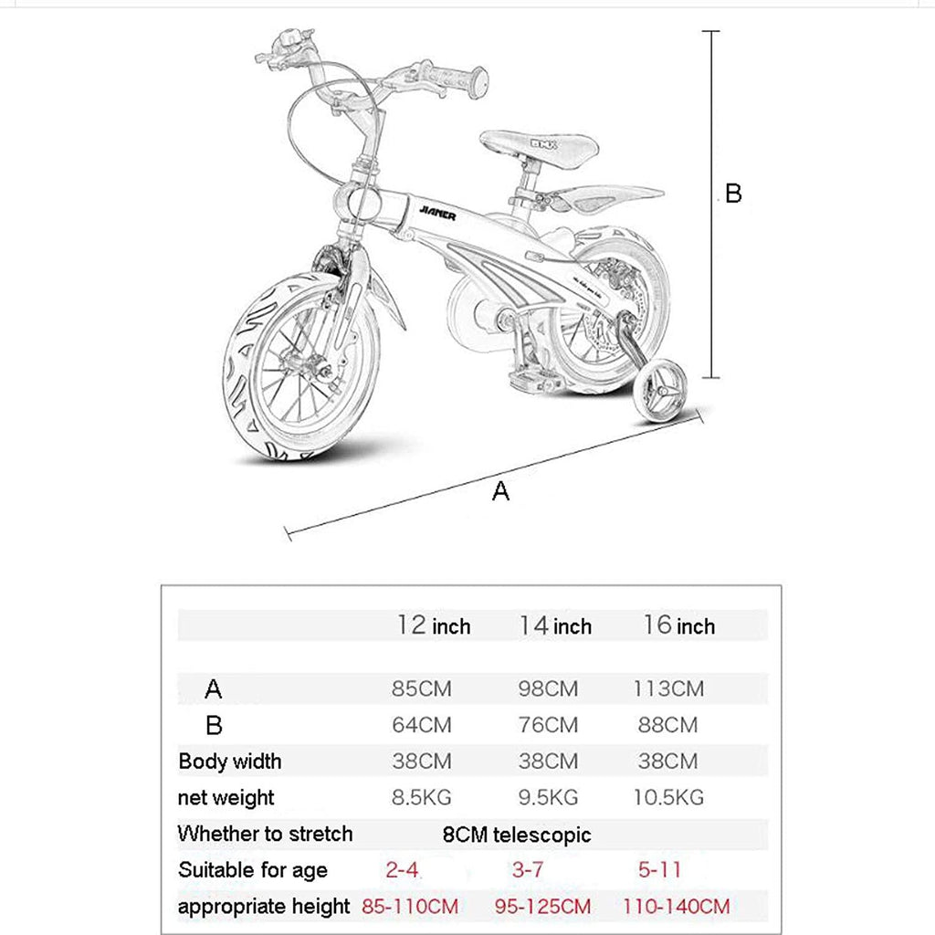 JLFSDB Kids Bike BMX Bike for Kids Boys Girls Bicycle Kids Children Bike Bicycle,Boys Girls Bike Toddler Training Bike with Training Wheels for 2-11 Years Old in Size 12 Inch,14 Inch,16 Inch