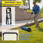 16-Inch Reel Lawn Mower with Tool-Blade Adjustment, 5-Blade Manual Push Lawn Mower, 5-Position Height Adjustable Hand Push Reel Mower