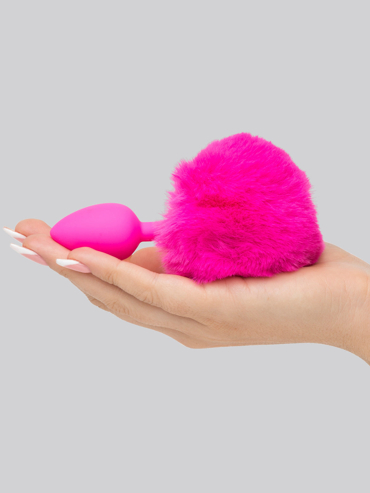 Playful Silicone Small Bunny Tail Butt Plug, Pink