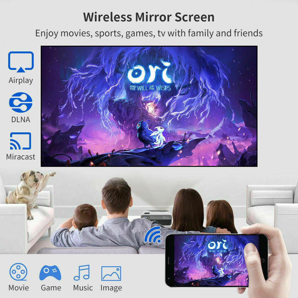 native 1080p smart home cinema projector android9.0 bt wifi daytime av tv stick