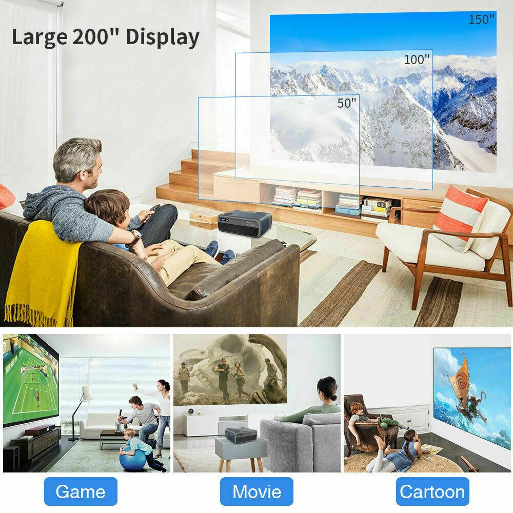 native 1080p smart home cinema projector android9.0 bt wifi daytime av tv stick